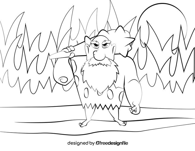 Funny Caveman black and white vector