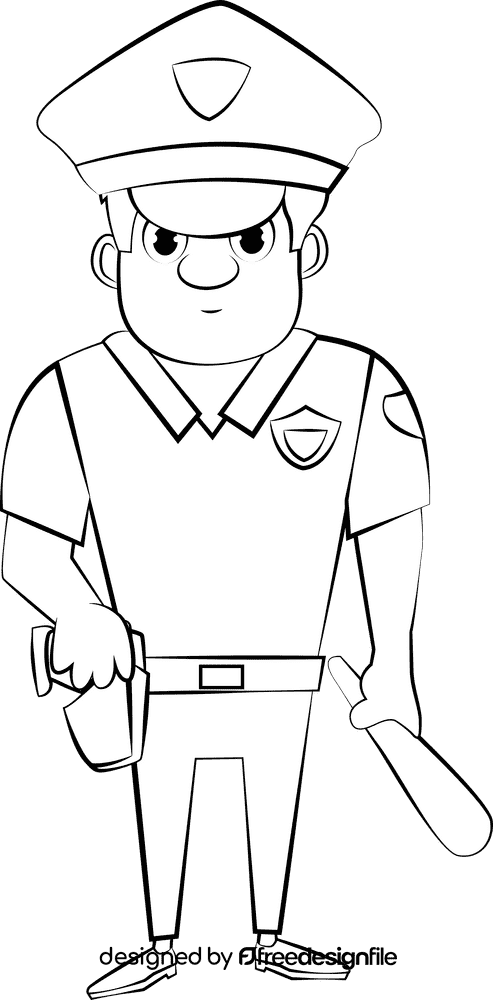 Cute Police black and white clipart