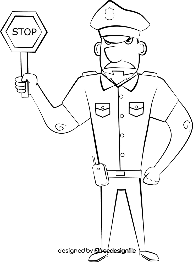 Police black and white clipart