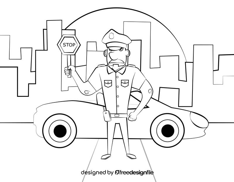 Police black and white vector