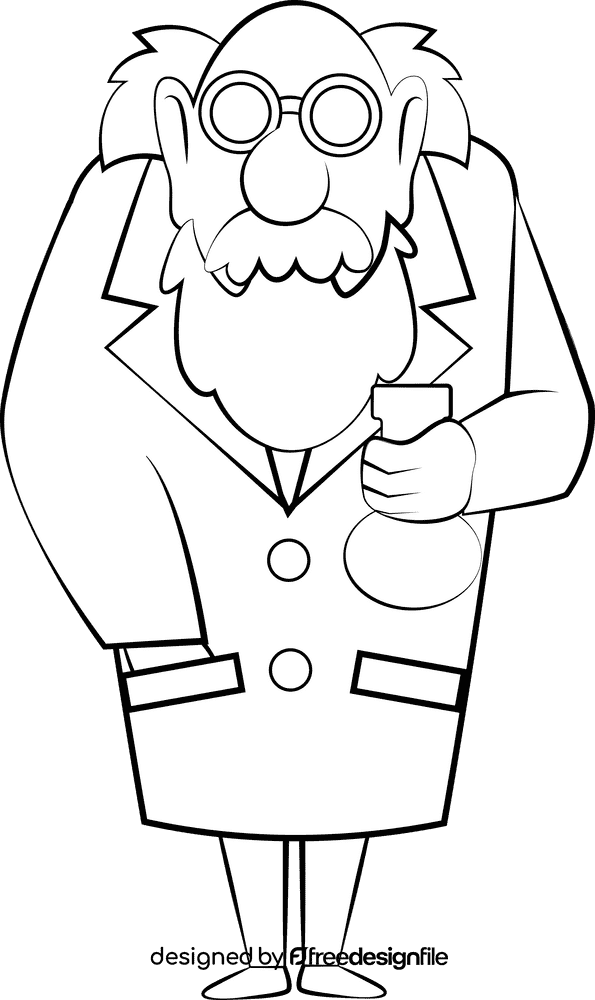 Scientist black and white clipart