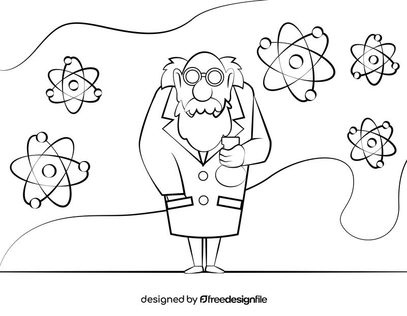 Scientist black and white vector