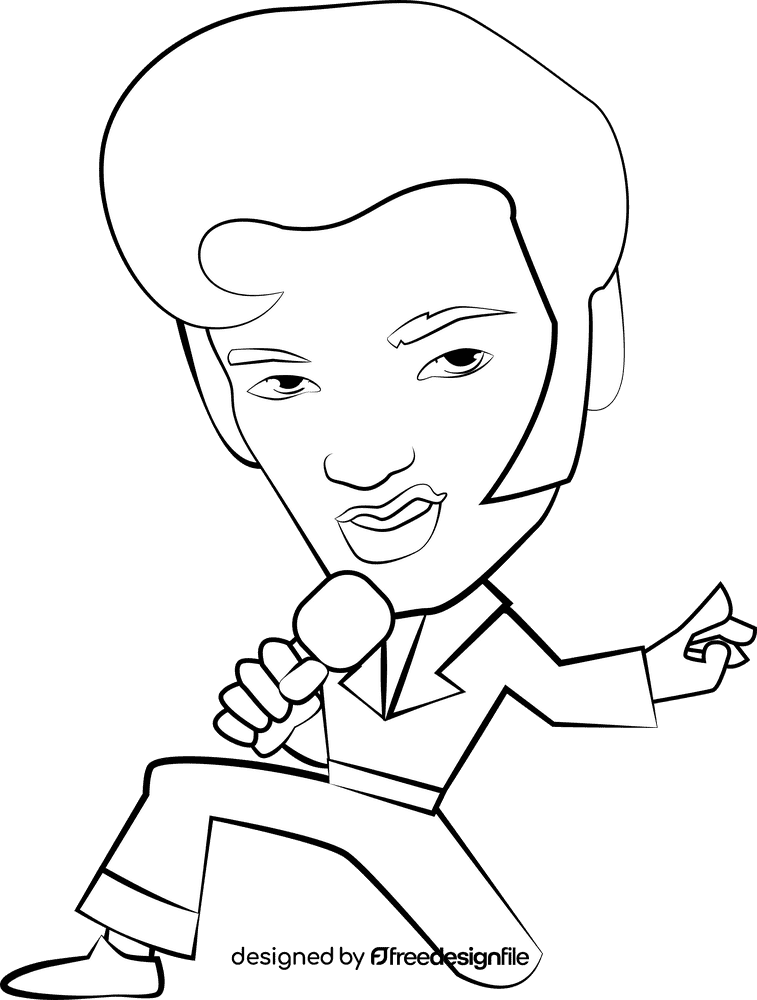 Cute elvis presley black and white clipart