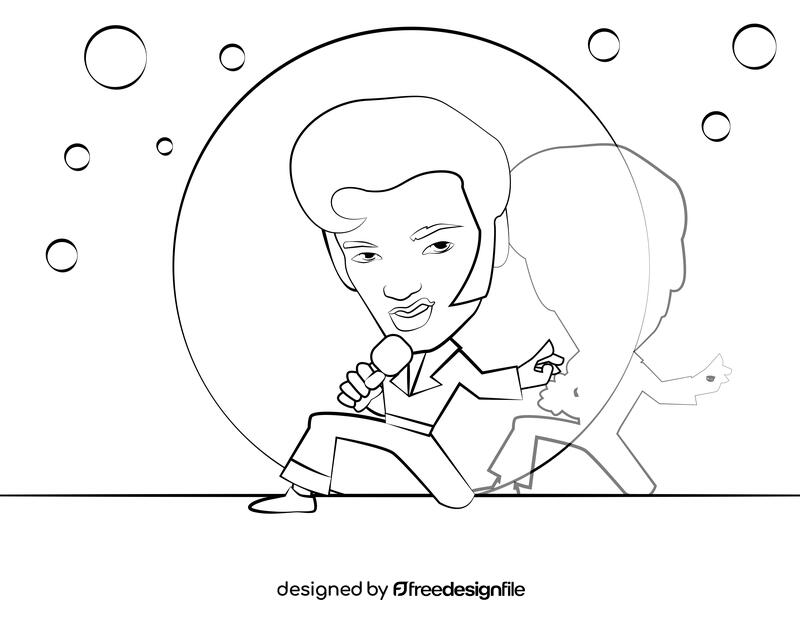 Cute elvis presley black and white vector