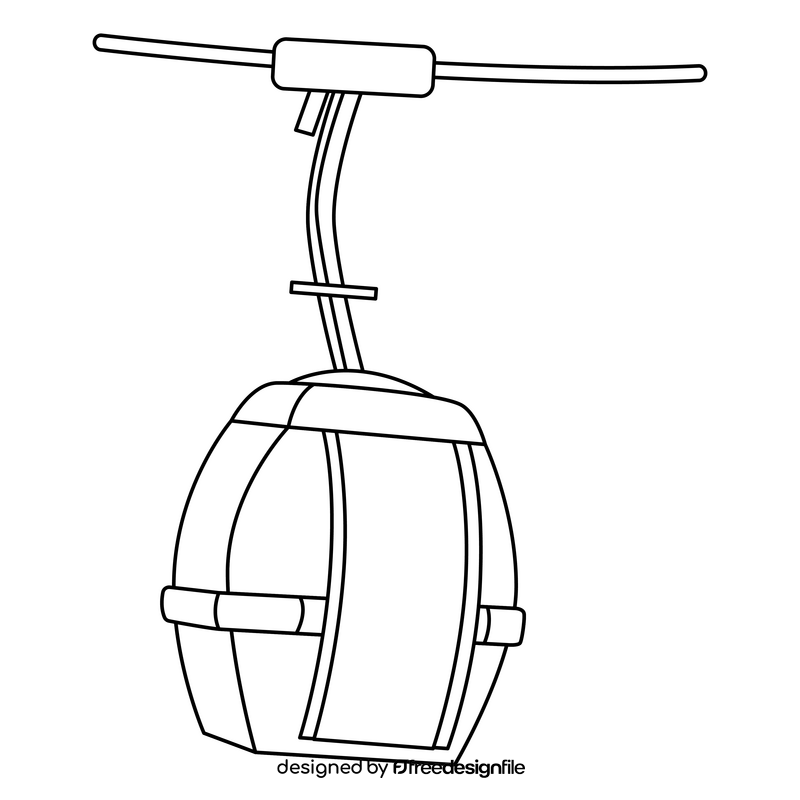 Cable car cartoon black and white clipart