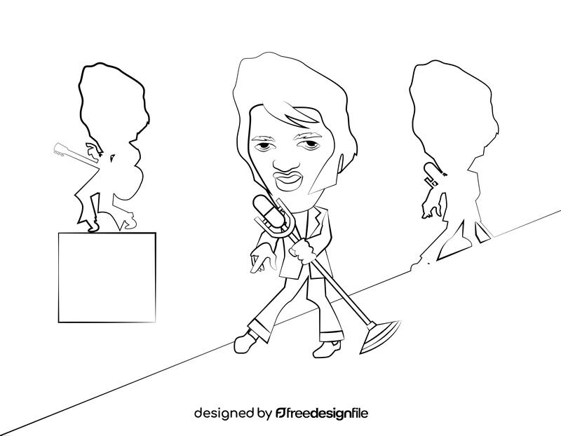 Funny elvis presley black and white vector