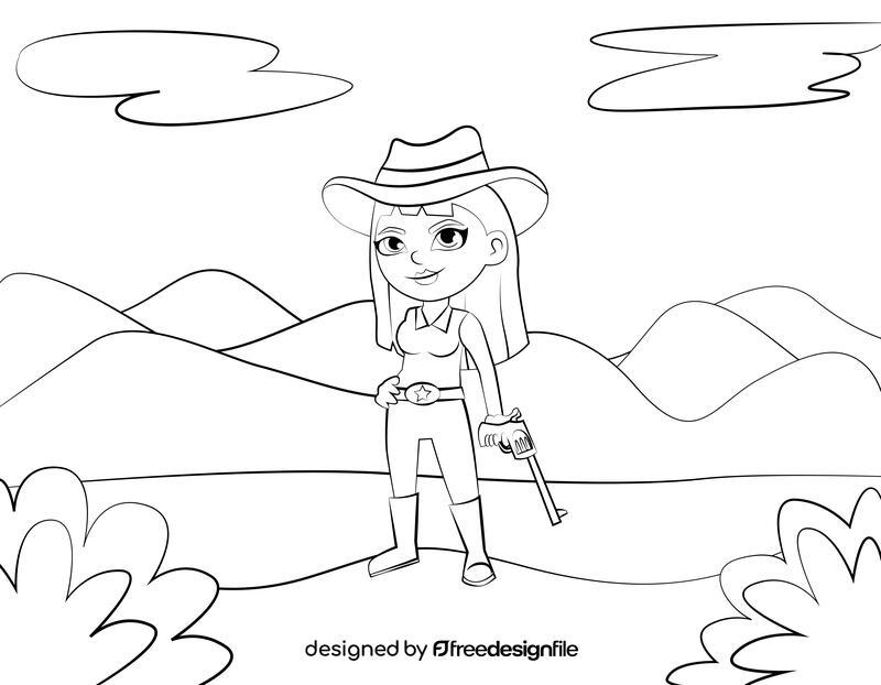 Cowgirl black and white vector