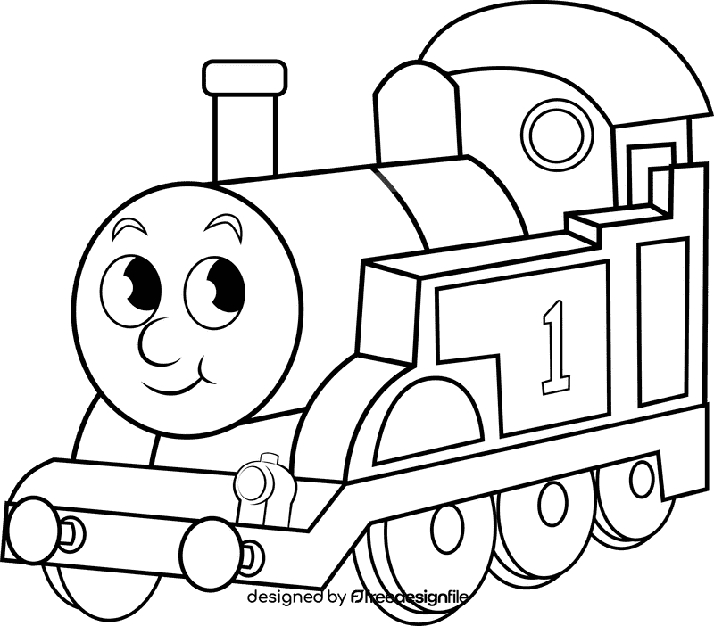 Funny Thomas the train black and white clipart