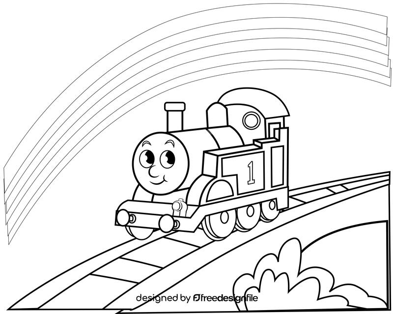 Funny Thomas the train black and white vector