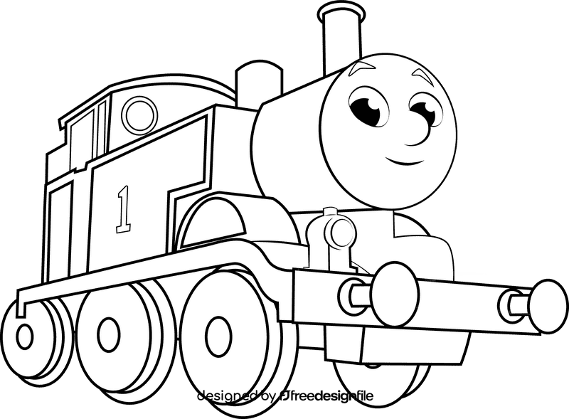 Thomas the train black and white clipart