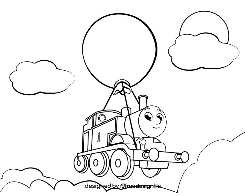 Thomas the train black and white vector