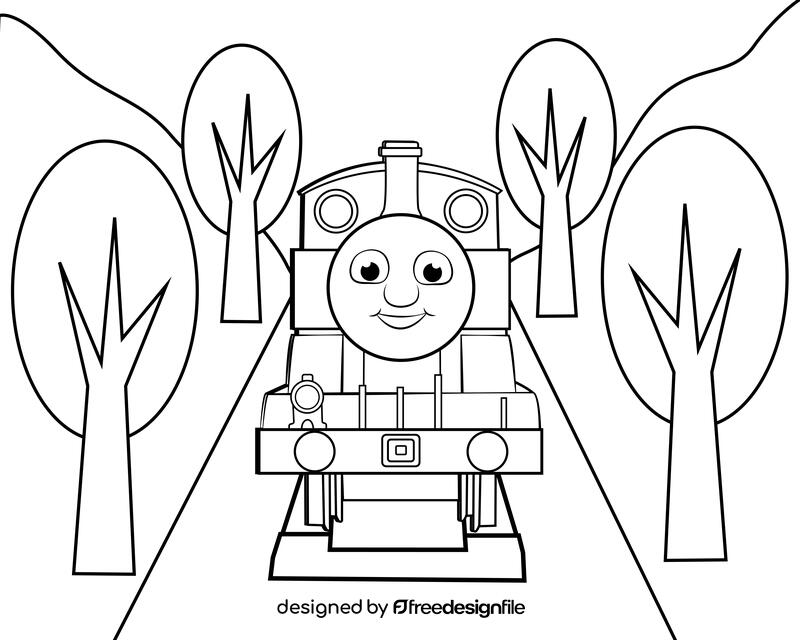 Thomas the train black and white vector