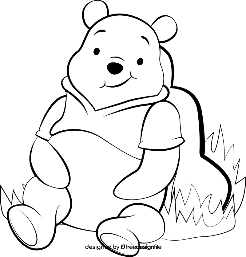 Cute Winnie the pooh black and white clipart