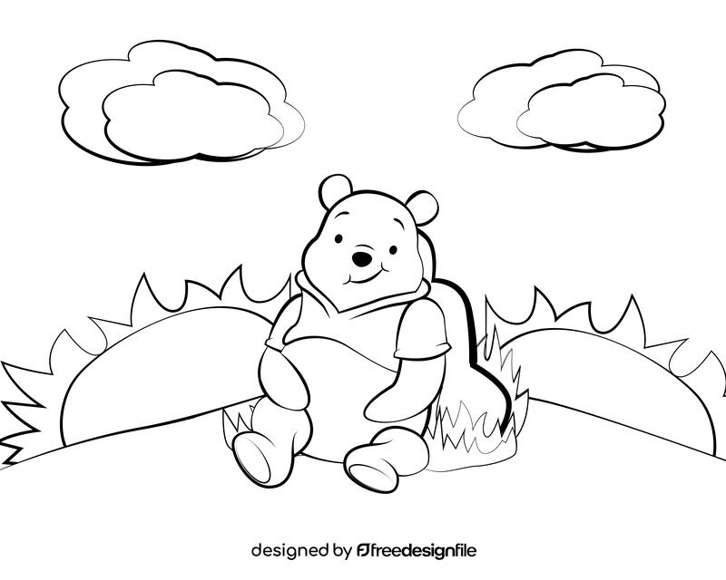 Cute Winnie the pooh black and white vector