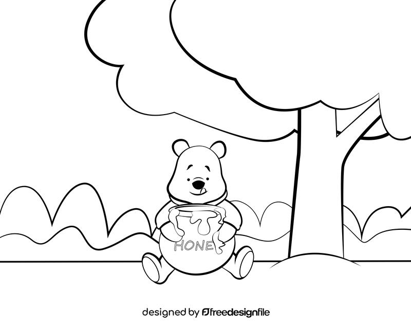 Winnie the pooh cartoon black and white vector