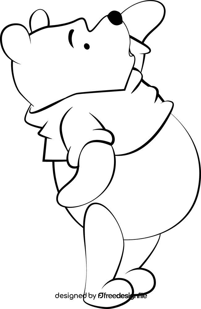 Winnie the pooh cartoon character black and white clipart