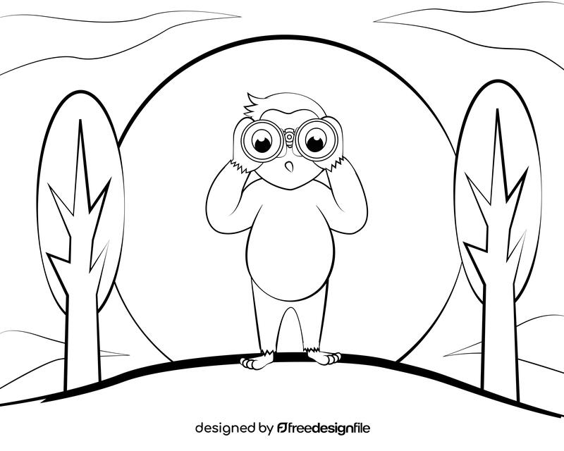 Curious George black and white vector