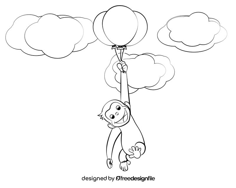 Curious George black and white vector