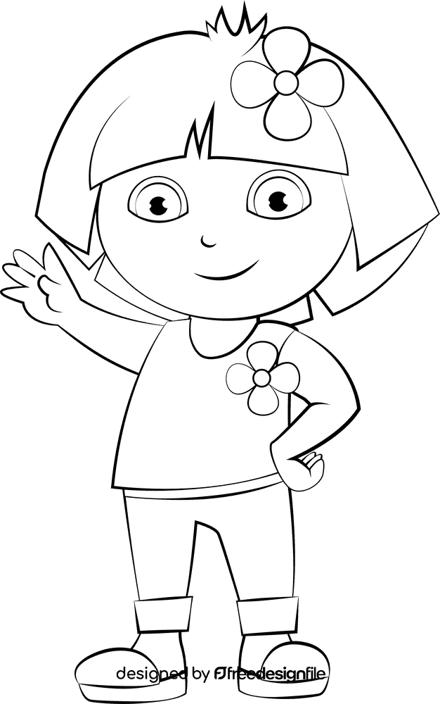 Dora the Explorer cartoon black and white clipart