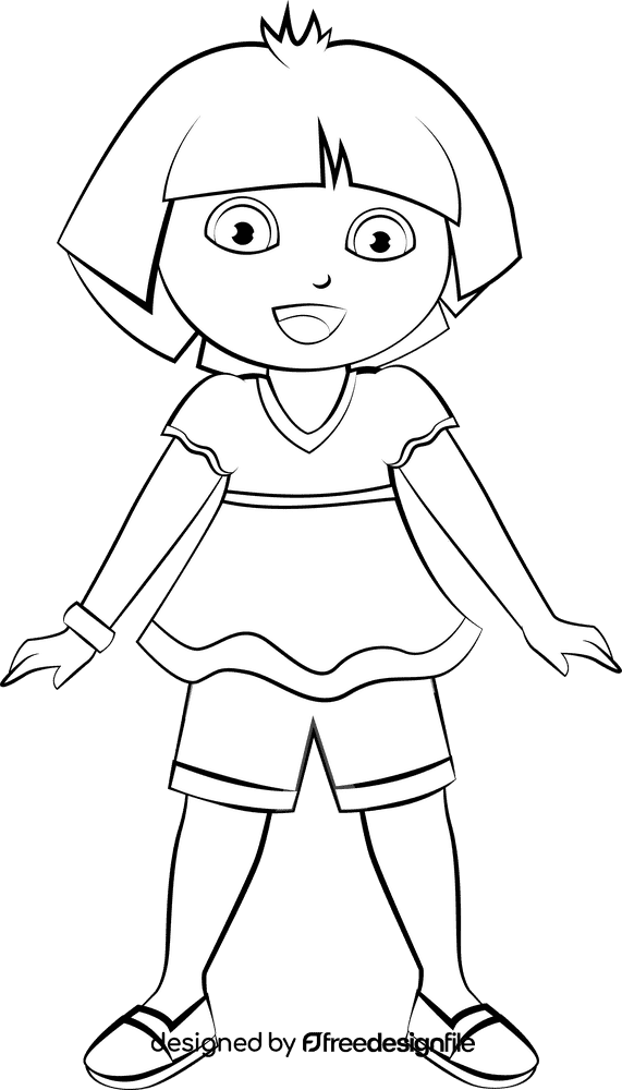 Dora the Explorer cartoon black and white clipart