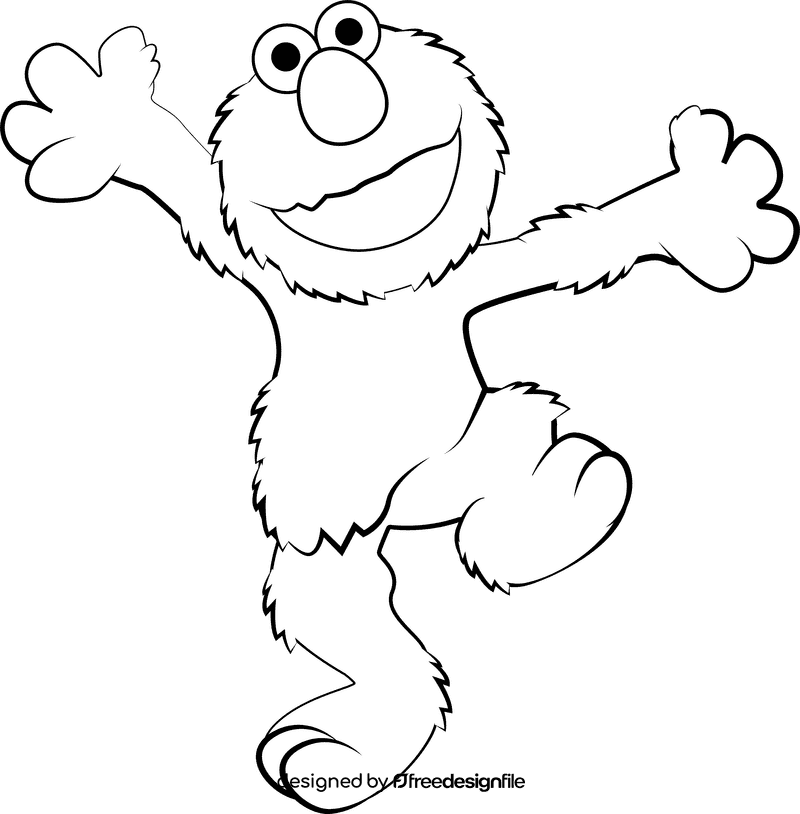 Elmo Sesame Street black and white clipart