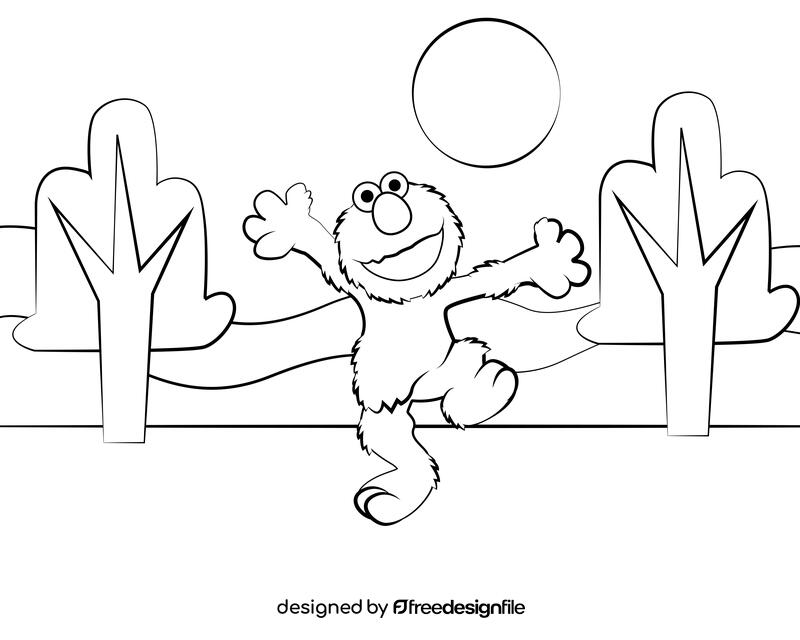 Elmo Sesame Street black and white vector