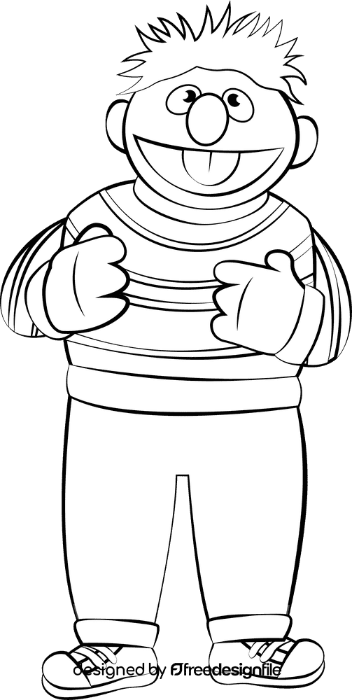 Ernie Sesame Street black and white clipart