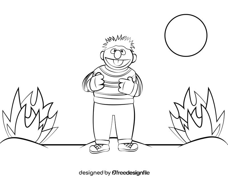 Ernie Sesame Street black and white vector