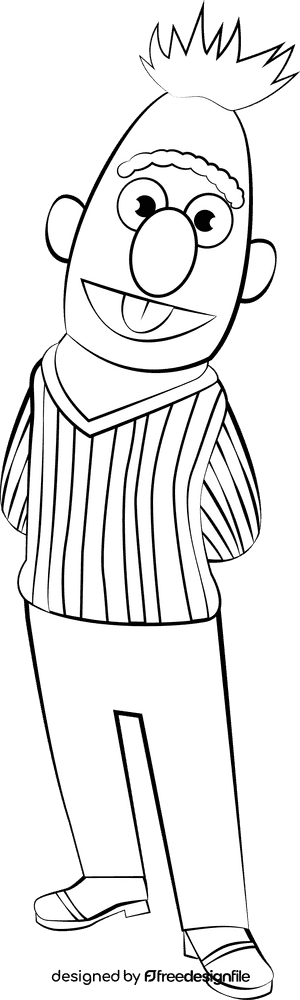 Bert Sesame Street black and white clipart