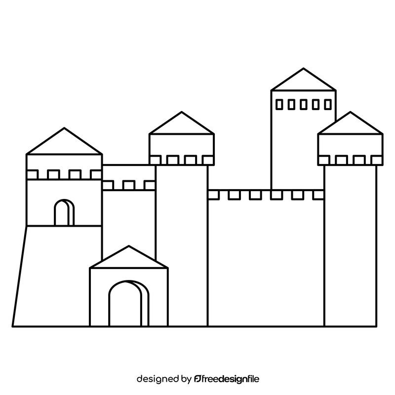 Chillon castle black and white clipart