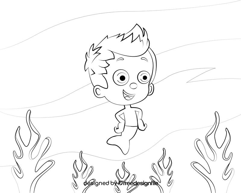 Gil Bubble Guppies black and white vector