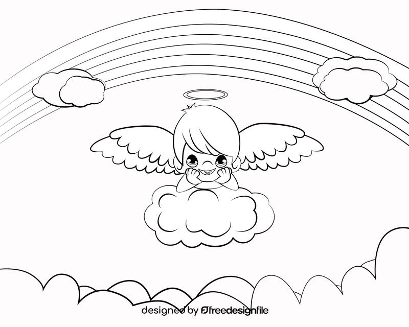 Cute Precious Moments black and white vector