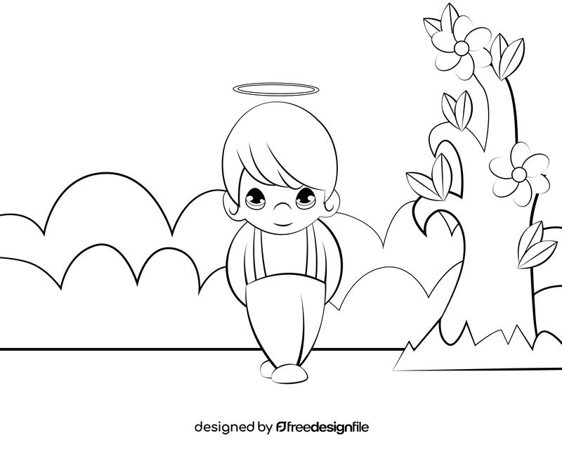 Funny Precious Moments black and white vector