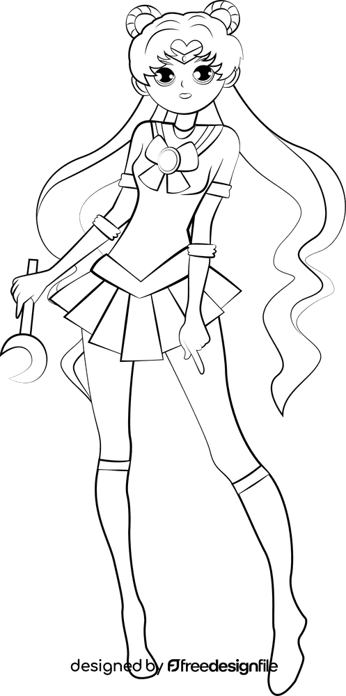 Sailor Moon black and white clipart