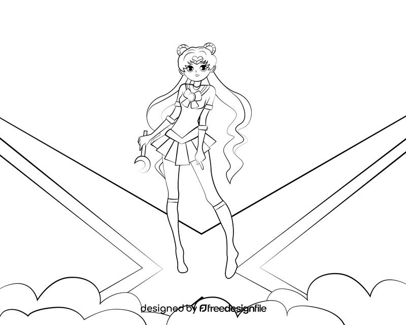 Sailor Moon black and white vector