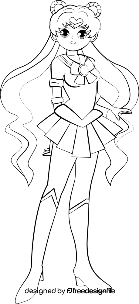 Funny Sailor Moon black and white clipart