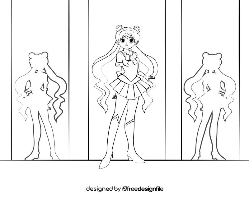 Funny Sailor Moon black and white vector