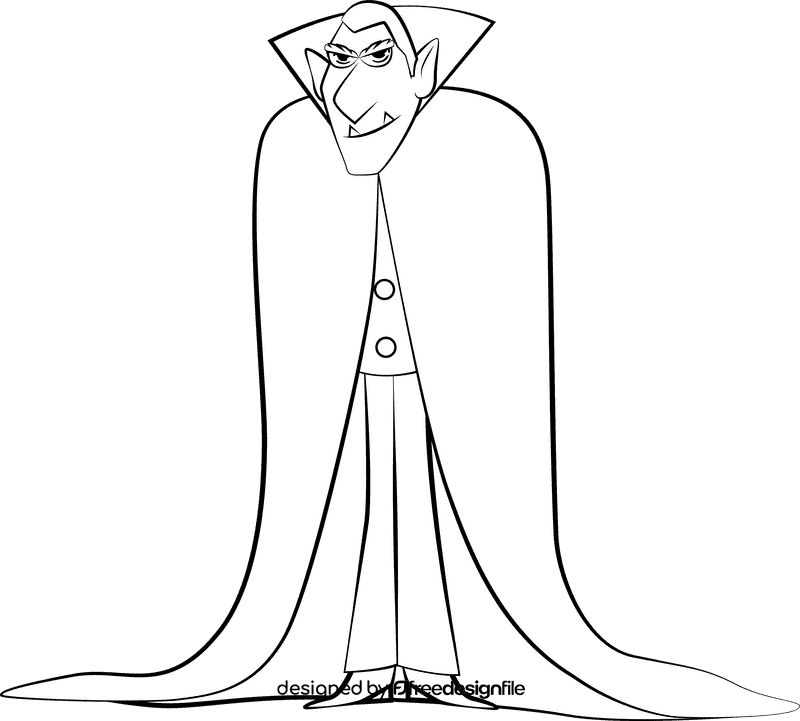 Funny Dracula black and white clipart