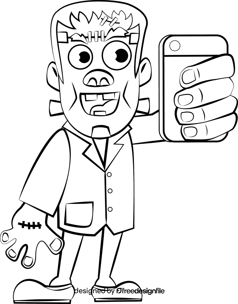 FranKenstein black and white clipart