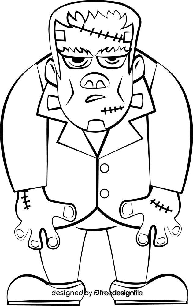 Funny Frankenstein black and white clipart