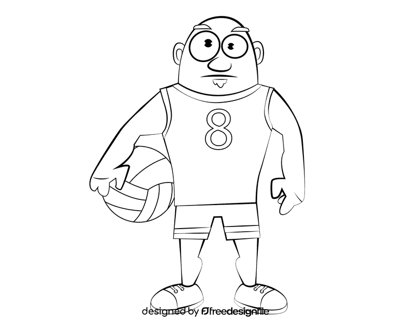 Volleyball player black and white clipart