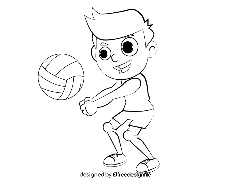 Volleyball Player black and white clipart