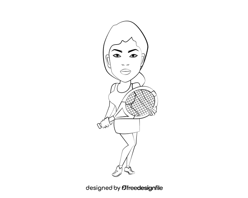 Tennis Player black and white clipart