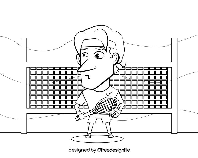 Tennis Player black and white vector