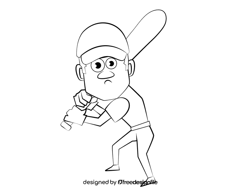 Funny Softball Player black and white clipart