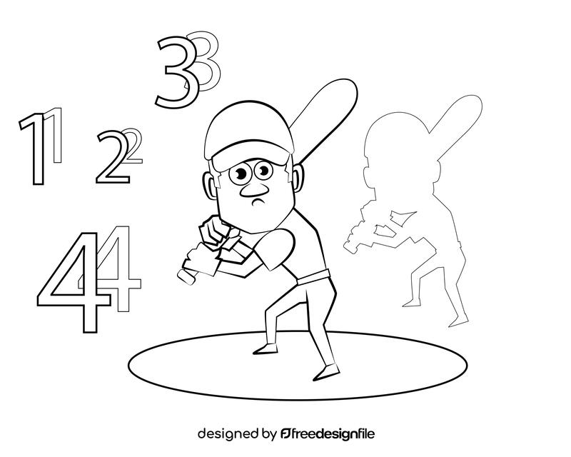 Funny Softball Player black and white vector