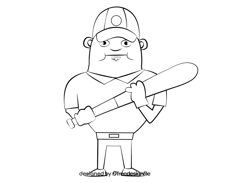 Softball player black and white clipart