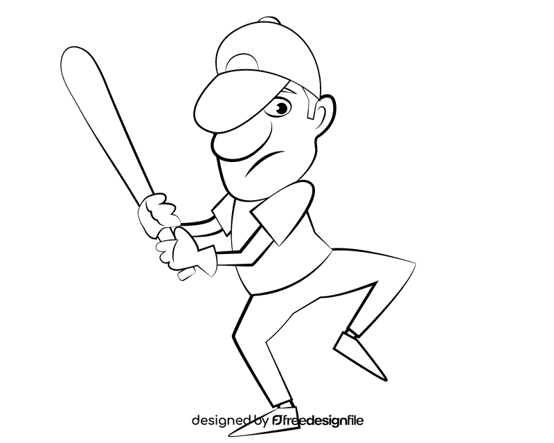 Softball Player black and white clipart