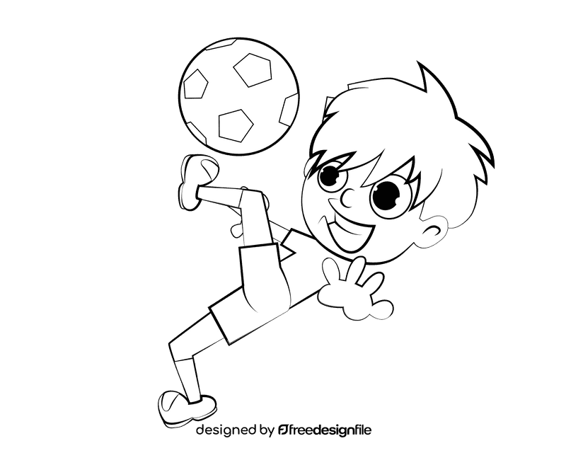 Funny Soccer Player black and white clipart