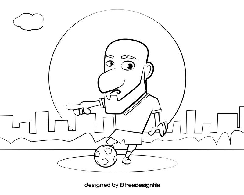 Funny Football Player black and white vector